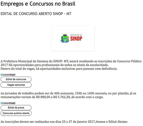 Comunicado Falso Sobre Concurso Público Da Prefeitura De Sinop Janeiro 2017 Reprodução Só 1426