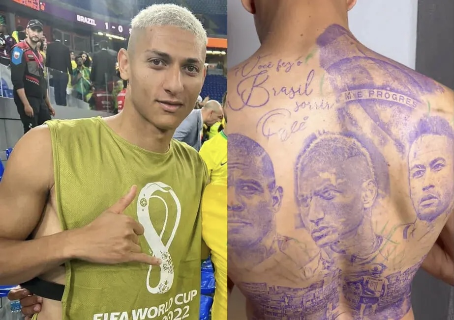 Richarlisson Faz Tatuagem Com Rosto De Neymar E Ronaldo Nas Costas Só Notícias 3464